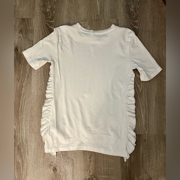 Frame Denim Side Ruffle Crewneck Tee in Blanc - Picture 6 of 10